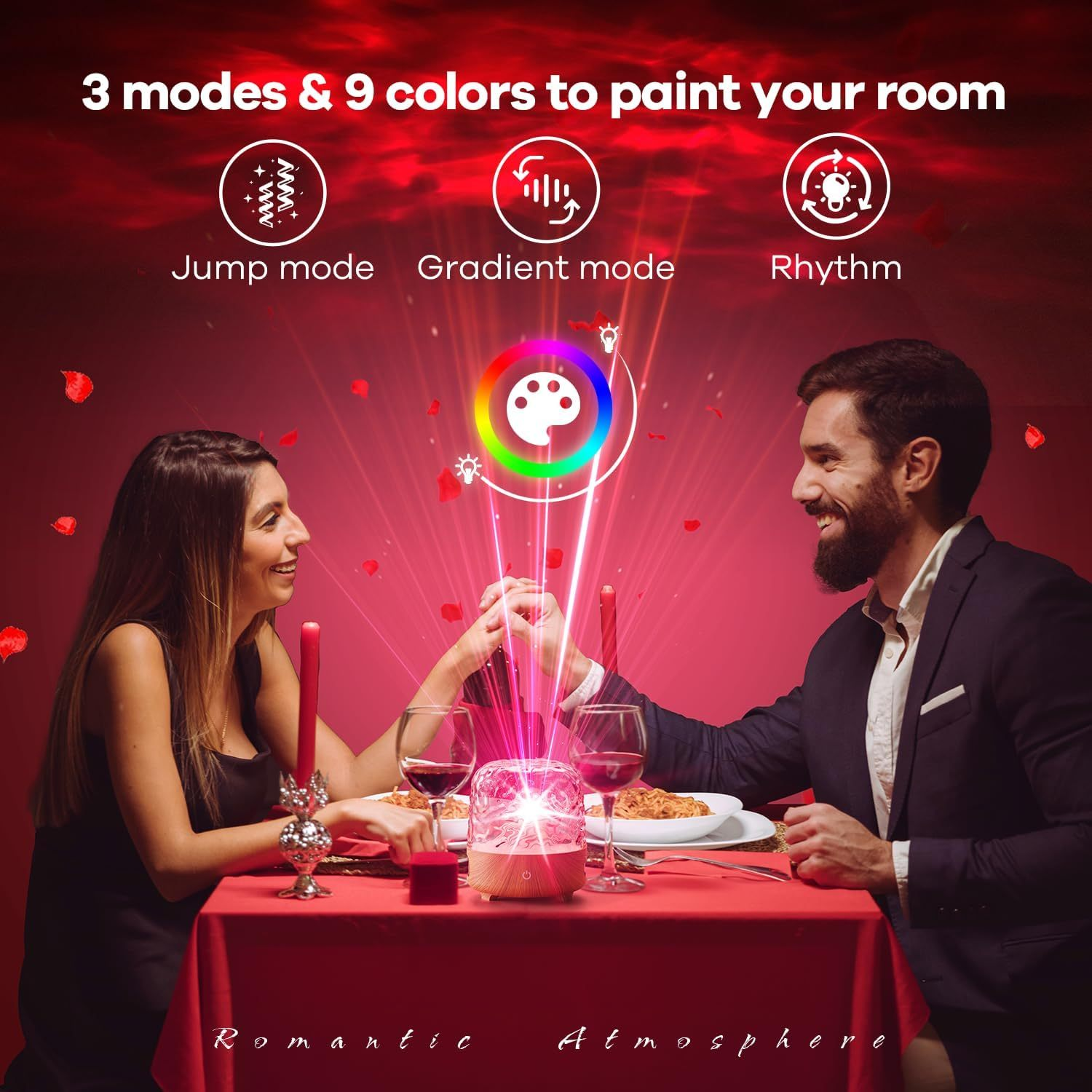Bluetooth Speaker with Northern Lights Projector 9 Colors Ocean Wave Projector with Remote 3 Modes Galaxy Projector for Bedroom Night Light for Kids Christmas Decorations