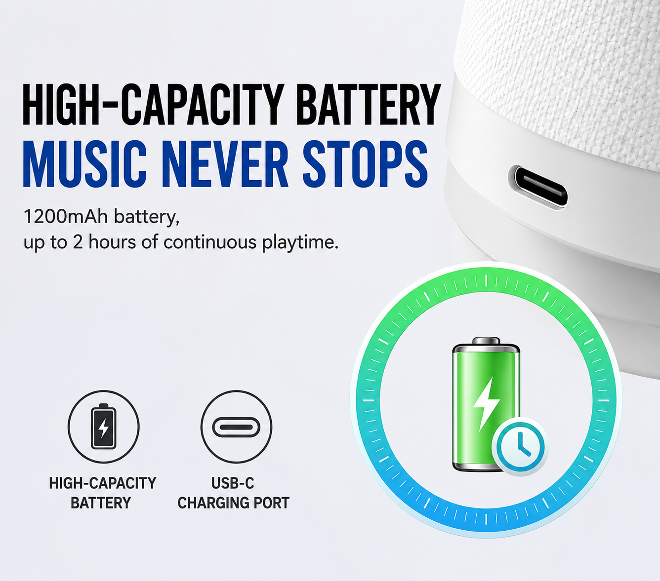 Portable Bluetooth Speaker with RGB Ambient Light, TF Card Support, USB-C Rechargeable Wireless Speaker