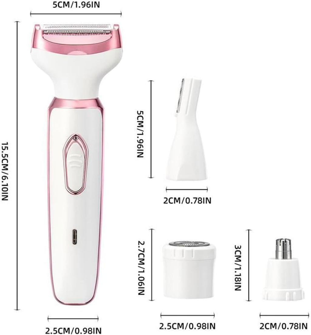 Elorixa Shaver, Smooth Shave Pro for Women, Eviay Premium Shaver, Elorixa Electric Shaver Women, 4 in 1 Hair Trimmer Women, Wet & Dry Use, for Armpit, Private Parts, Legs, Arms (Pink)