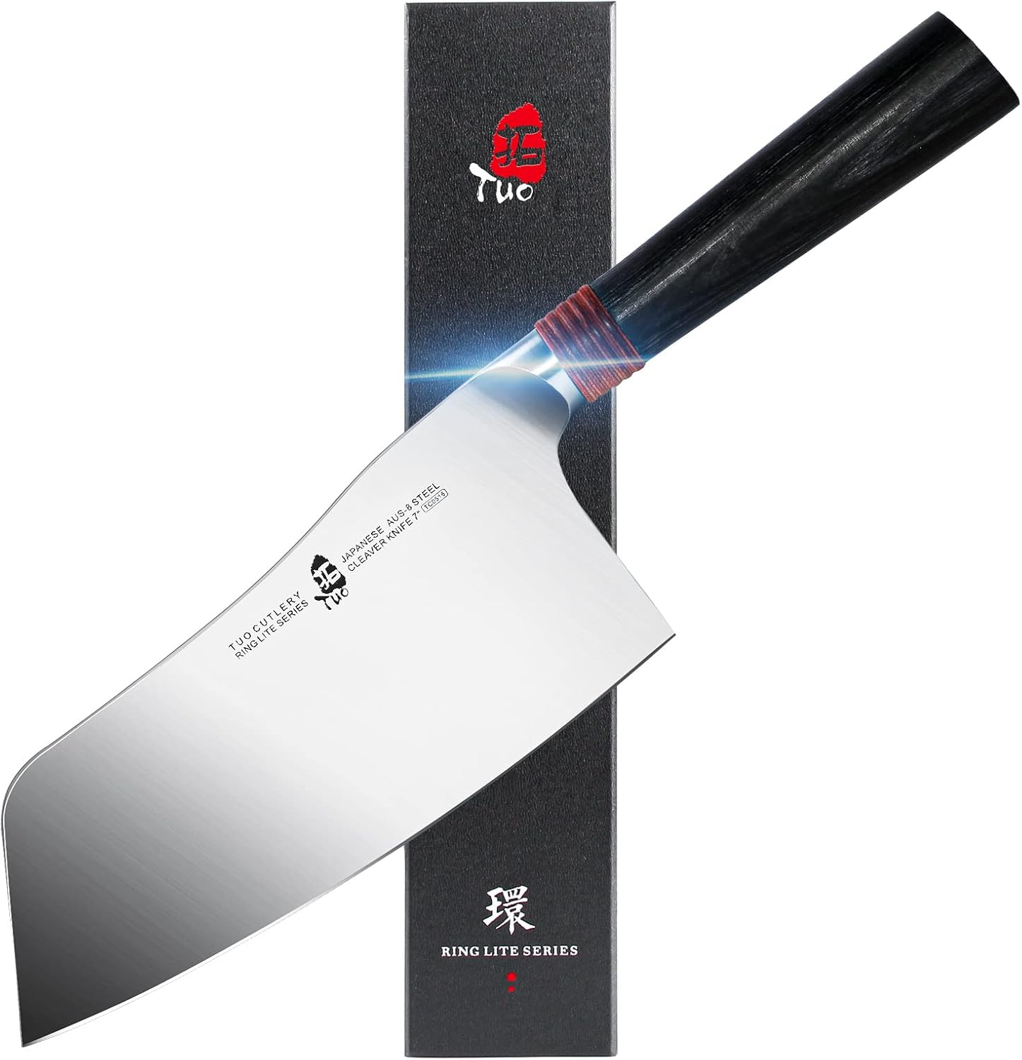 TUO Cleaver Knife - 7" Vegetable Cleaver Chopper Knife Chinese Kitchen Chef Knife Vegetable Chopper AUS-8 Stainless Steel Full Tang Pakkawood Handle, Ring Lite Series