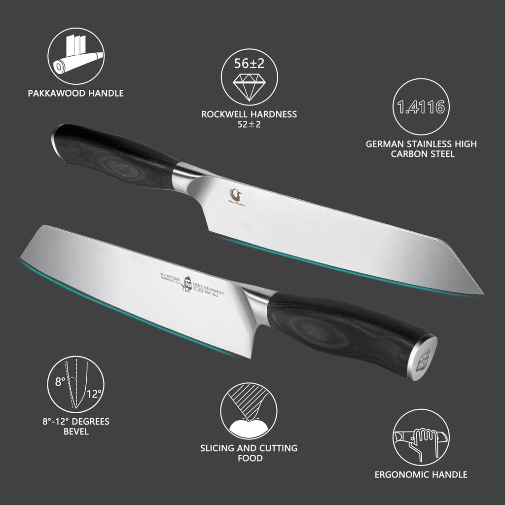 TUO Kiritsuke Knife 8.5 inch Vegetable Cleaver Kitchen Knife Ultra Sharp Knife, German High Carbon Stainless Steel, Ergonomic Pakkawood Handle Gift Box, Fiery Phoenix Series - Black