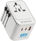 Universal Travel Adapter with USB-C Fast Charging – Worldwide Plug Converter for 224+ Countries (45W / 65W GaN)