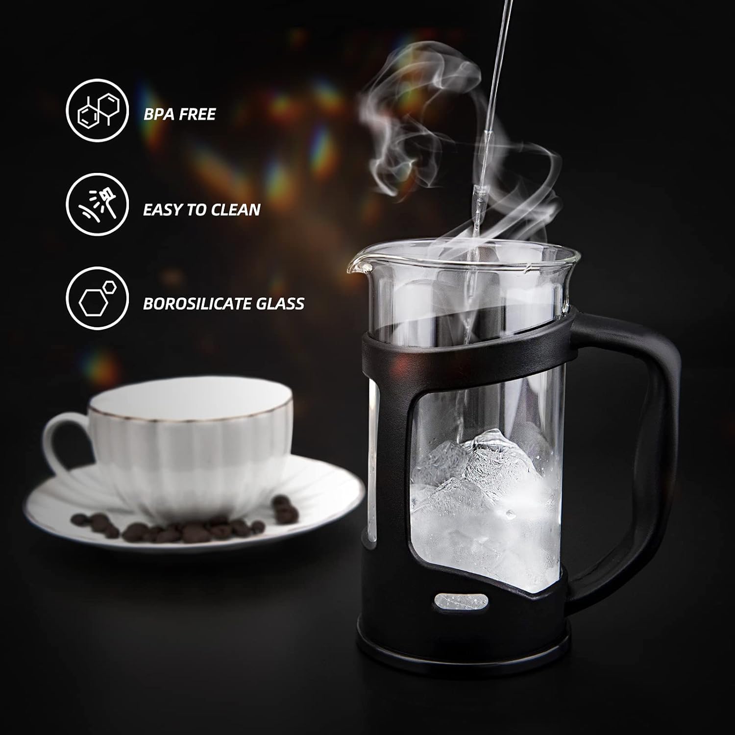RAINBEAN Mini French Press Coffee Maker 1 Cups, 12oz Coffee Press, Perfect for Coffee Lover Gifts Morning Coffee, Maximum Flavor Coffee Brewer with Stainless Steel Filter, 350ml - Small