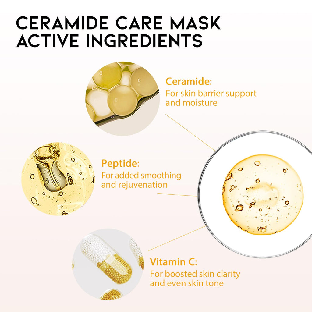 #OOTD Ceramide Brightening Sheet Mask For Face, Moisturizing, Anti Aging Ceramide, Peptide, Vitamin C, EVE Vegan 10EA