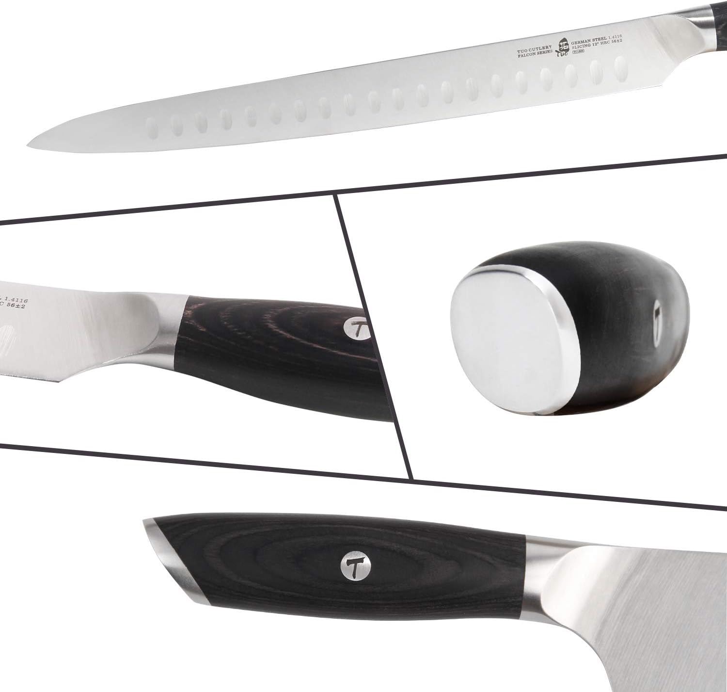 TUO Slicing Carving Knife 12 inch - Slicing Carving Knife for Brisket Turkey Meat German Steel with Full Tang Pakkawood Handle - Falcon Series with Gift Box