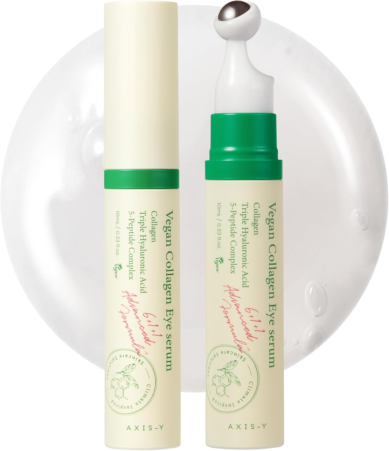 AXIS-Y Vegan Collagen Eye Serum with Triple Hyaluronic Acid & 5-Peptide Complex | Wrinkle Care, Fine Line Reduction, Brightening | Vegan & Cruelty-Free Korean Skin Care | 10ml