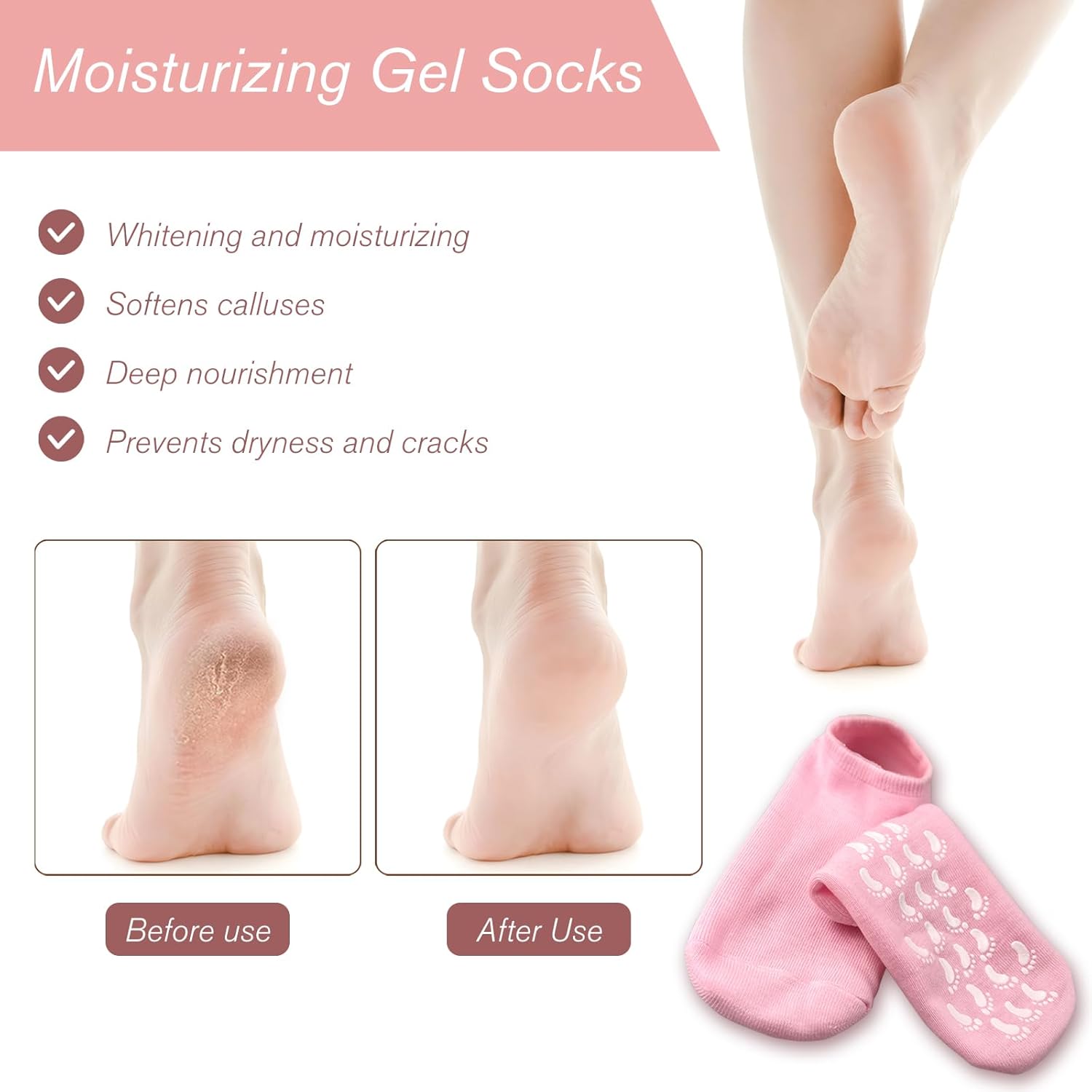 Moisturizing Gel Socks - Soft Gel Lined for Deep Hydration and Repair, Spa Socks to Soften and Revitalize Dry, Cracked Feet, Infused with Essential Oils and Vitamins for Extra Care