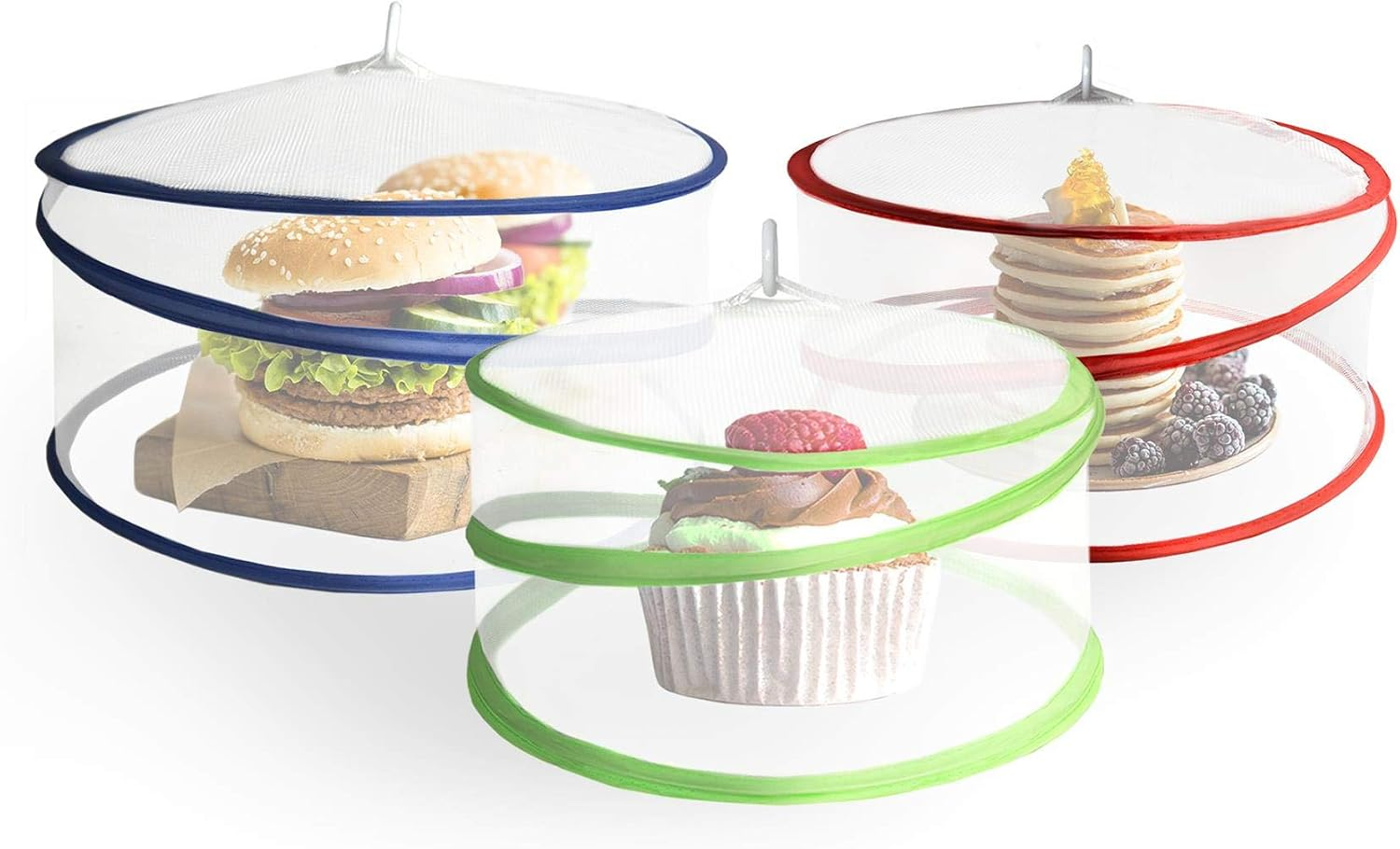 3PCS Collapsible Mesh Food Covers, Reusable Pop-Up Food Tent Covers for Picnic, BBQ, Outdoor Dining and Kitchen Use
