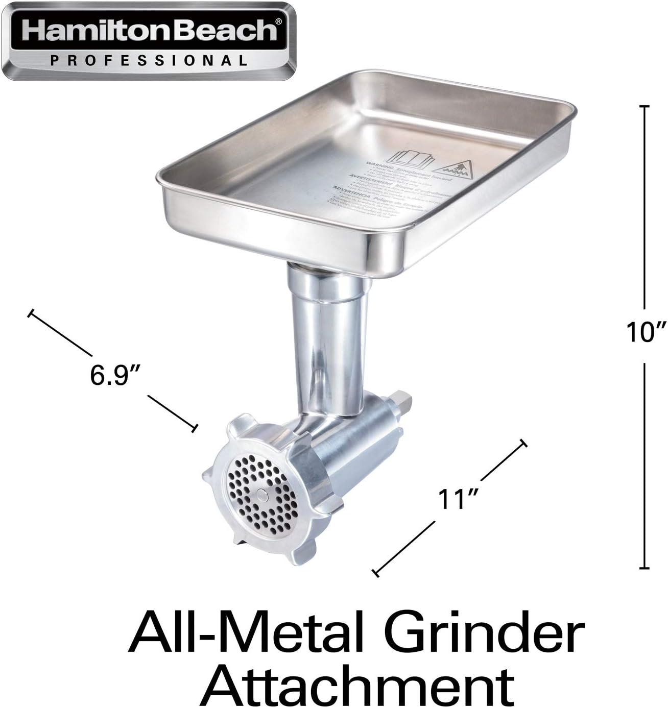 Hamilton Beach Professional Stand Mixer Specialty Attachment, All-Metal Meat and Food Grinder Attachment Set, 63245
