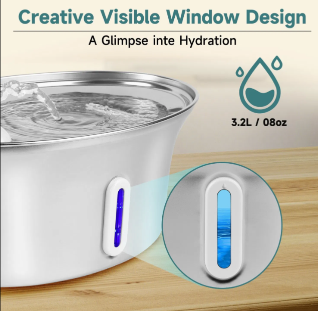 3.2L Automatic Pet Water Fountain – Stainless Steel Cat & Dog Water Dispenser with Quad Filtration System