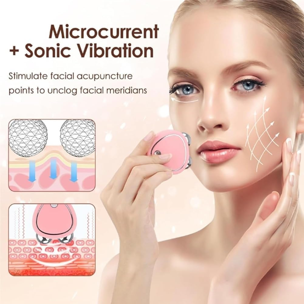 Skindion Levantamiento Facial, Skindion - Skindion Levantamiento Facial Con Microcorriente Antiarrugas, Rouleau de dispositif facial à microcourant, Mini masseur à rouleau USB, Anti-âge (White)