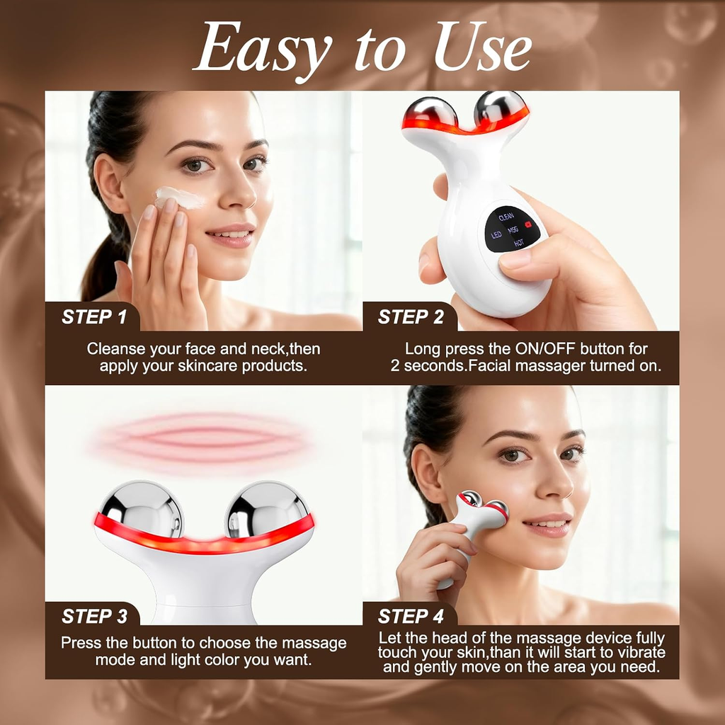 Red Light Therapy Devices for Face and Neck,7 Colors LED Skin Lifting & Firming Face Massager, Facial Sculpting Tool for Skin Care with Vibration