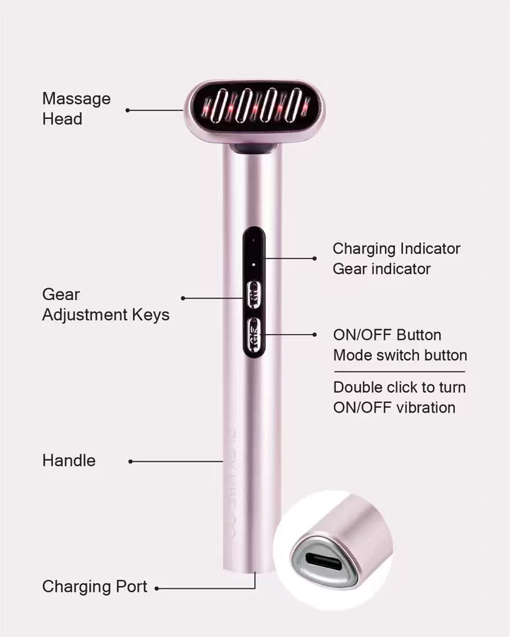 7-Color LED Light Therapy Facial Wand with Microcurrent – Anti-Aging Skin Rejuvenation Beauty Device