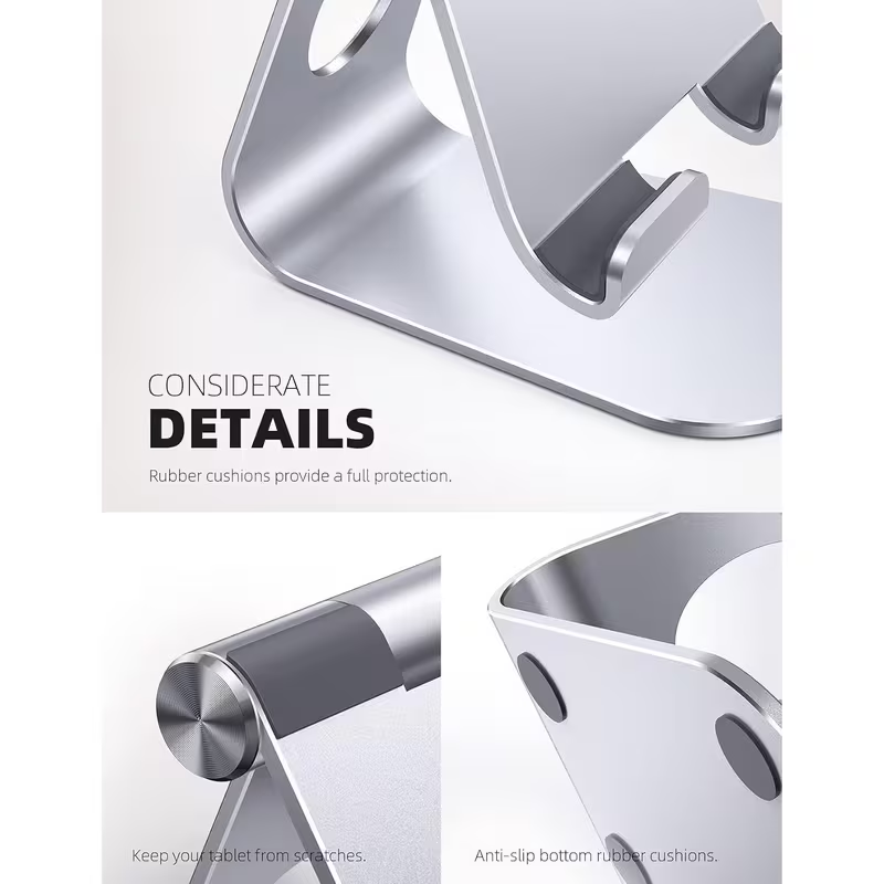 Adjustable Aluminum Tablet Stand – Desktop Phone and Tablet Holder for 4 to 13 Inch Devices