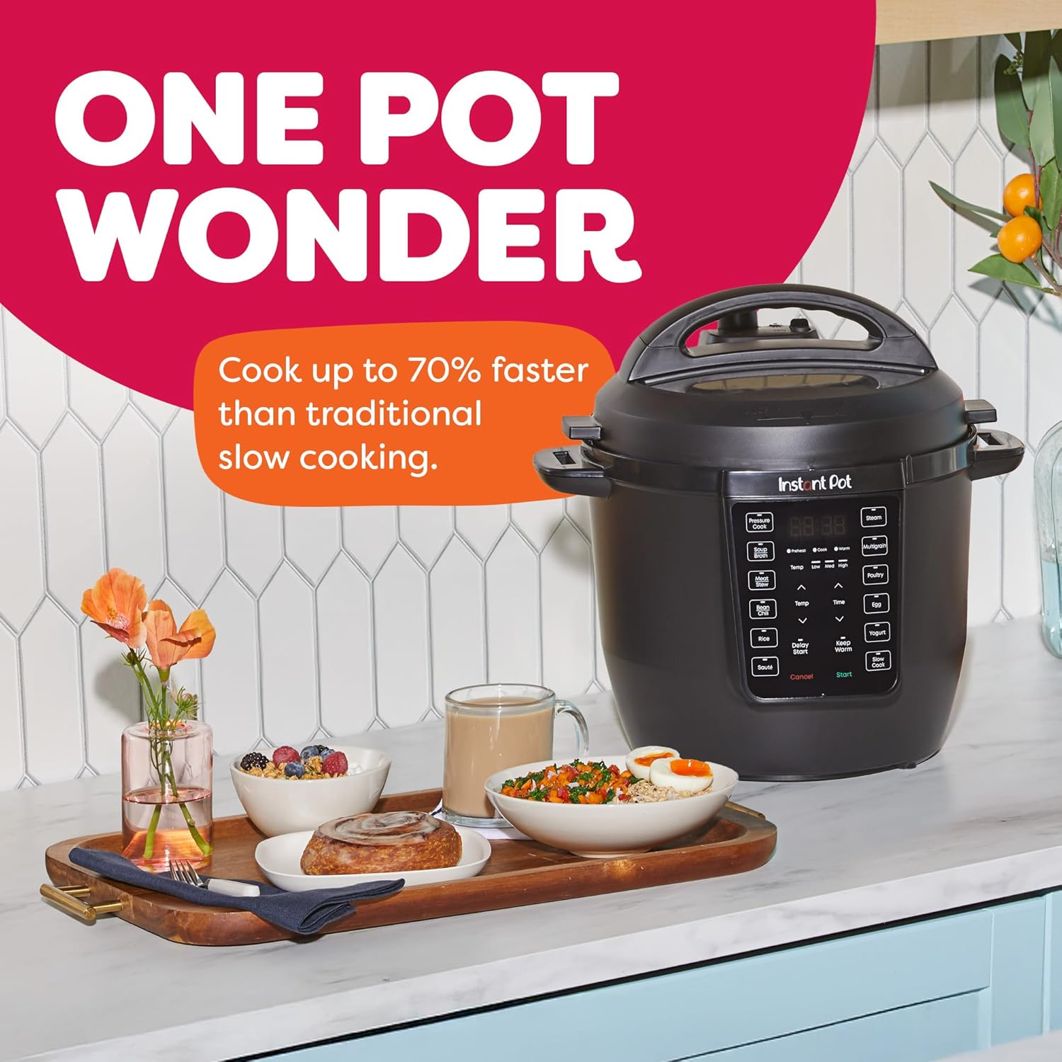 Instant Pot RIO 7-in-1 Electric Multi-Cooker, 6 Quart Pressure Cooker, Slow Cooker, Rice Cooker, Steamer, Sauté and Yogurt Maker, Black