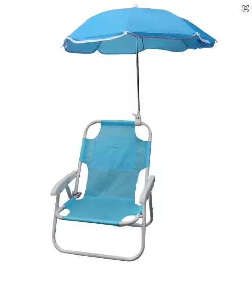 Kids Folding Beach Chair with Umbrella, Portable Outdoor Camping Chair, Ages 1–5