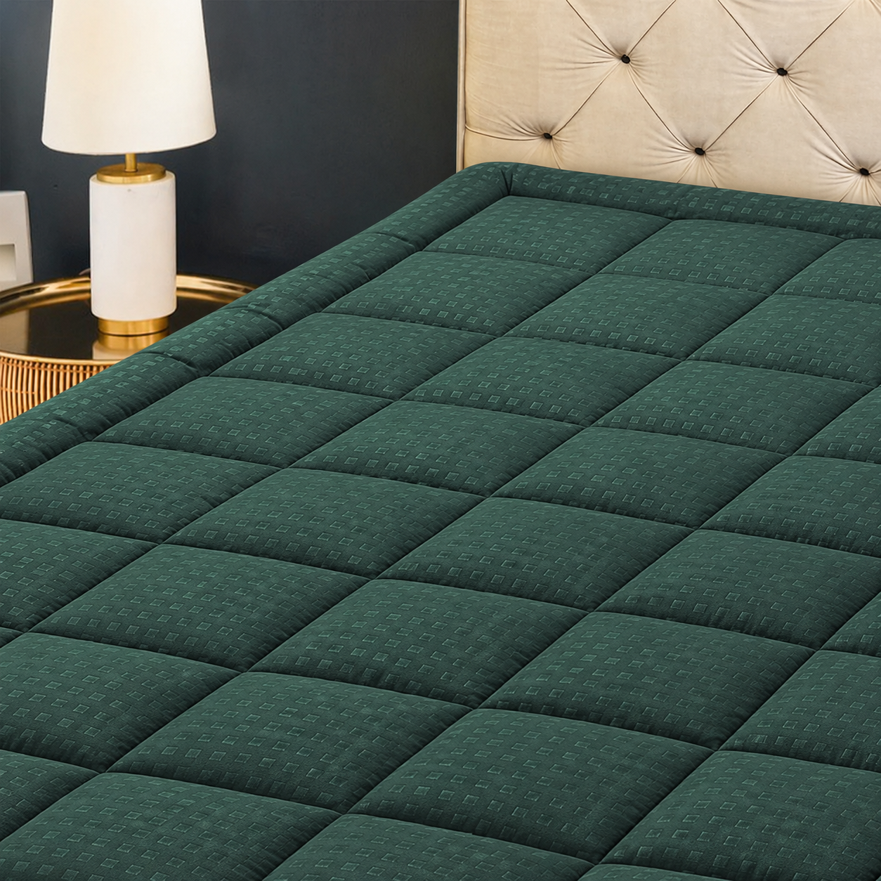 Quilted Mattress Pad Mattress Topper Mattress Protector, Deep Pocket Fit 8-21 Inch Mattresses, Soft Breathable Microfiber Cover