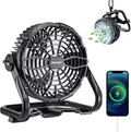 8-Inch Rechargeable Portable Camping Fan with LED Light, Hanging Hook and Adjustable Airflow