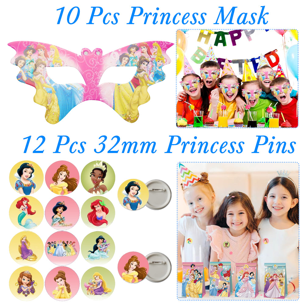 Fairy Tale Princess Theme Party Decorations Set – Kids Birthday Supplies with Stickers, Gift Bags, Bracelets & Party Accessories