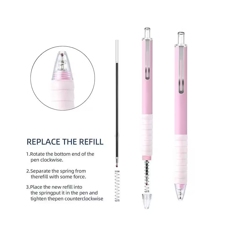 12 Pack Aesthetic Ballpoint Pens – 1.0mm Smooth Writing Black Ink, Soft Grip Retractable Pens for School, Office & Journaling