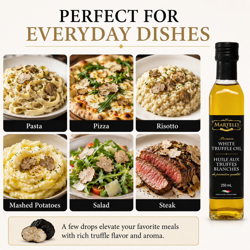 Martelli White Truffle Oil, Aromatic Finishing Oil for Pasta, Pizza, Risotto and Everyday Cooking
