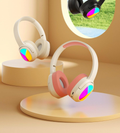Bluetooth 5.3 Over-Ear Headphones with RGB Lighting – Cream