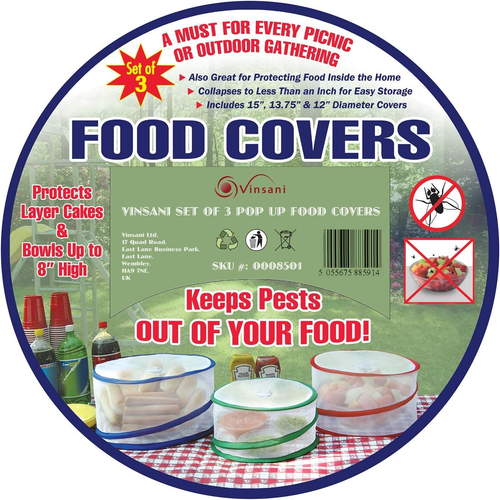 3PCS Collapsible Mesh Food Covers, Reusable Pop-Up Food Tent Covers for Picnic, BBQ, Outdoor Dining and Kitchen Use
