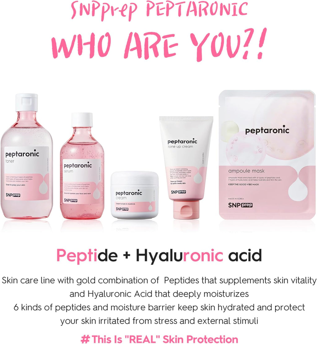 SNP Prep Peptaronic Face Cream - Korean All-in-One Moisturiser with 6 Peptides and 5 Types of Hyaluronic Acid for Intensive Hydration, Elasticity, Light and Nourishing Texture, 55 ml