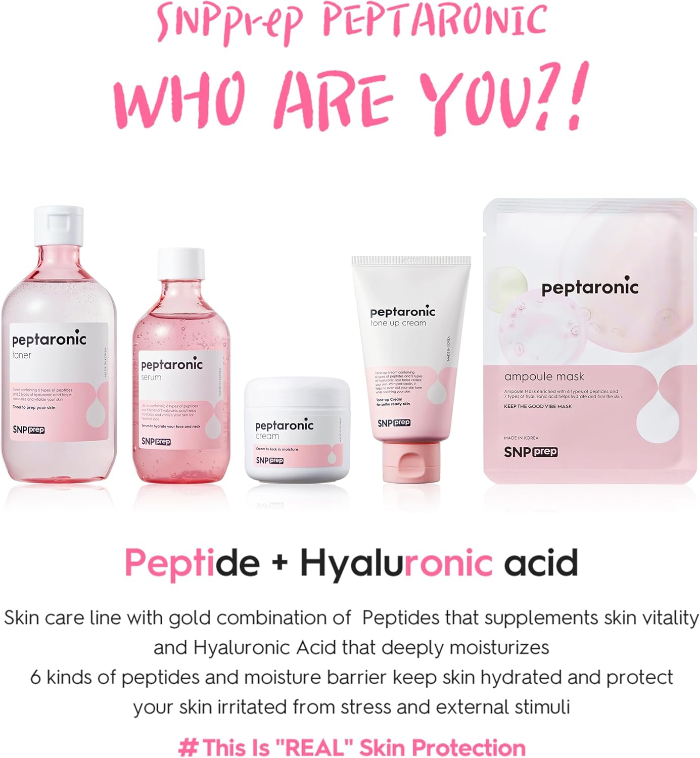 SNP Prep Peptaronic Face Cream - Korean All-in-One Moisturiser with 6 Peptides and 5 Types of Hyaluronic Acid for Intensive Hydration, Elasticity, Light and Nourishing Texture, 55 ml