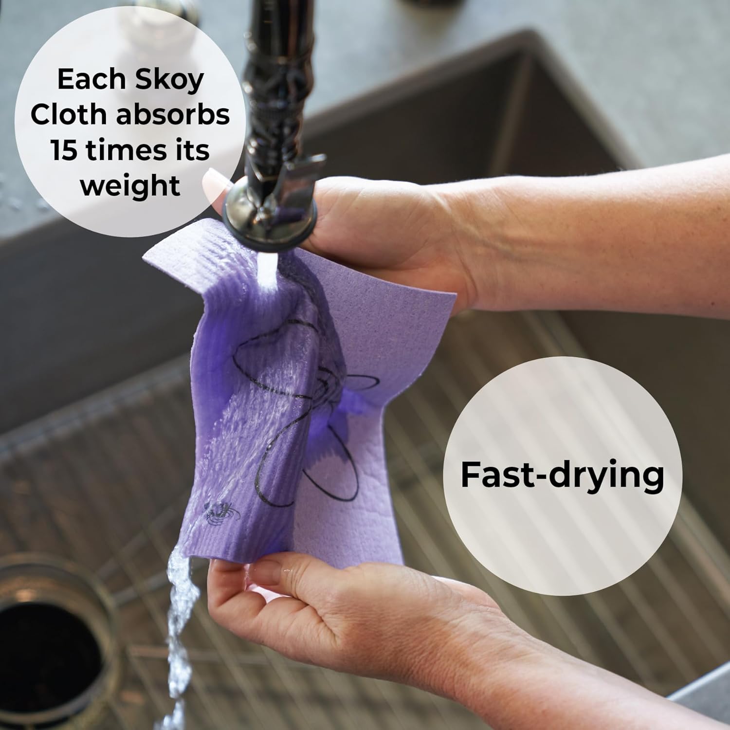 Skoy Cloth Eco-Friendly and Reusable Swedish Dishcloth, for Kitchen and Household Use, Environmentally-Friendly, Dishwasher Safe, Plastic-Free Packaging, 4-Pack, Assorted Colors