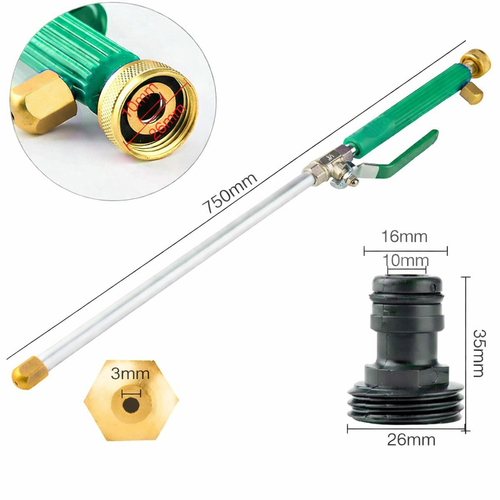 750mm Extra Long High Pressure Garden Hose Nozzle – Adjustable Metal Spray Wand