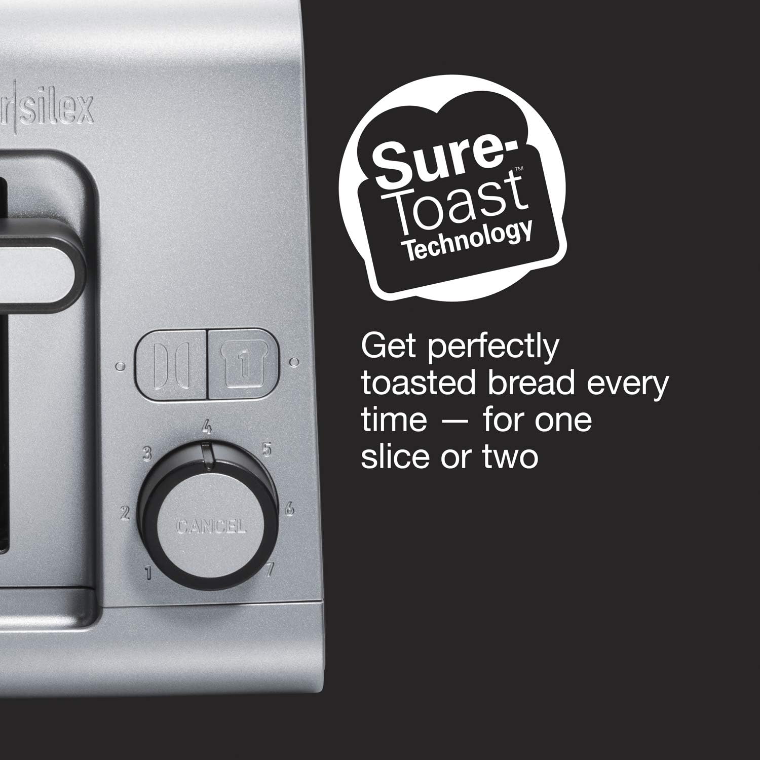 Proctor Silex 2 Slice Extra Wide Slot Toaster with Sure-Toast Technology, Shade Selector & Bagel Setting, Black and Stainless Steel (22302), SILVER