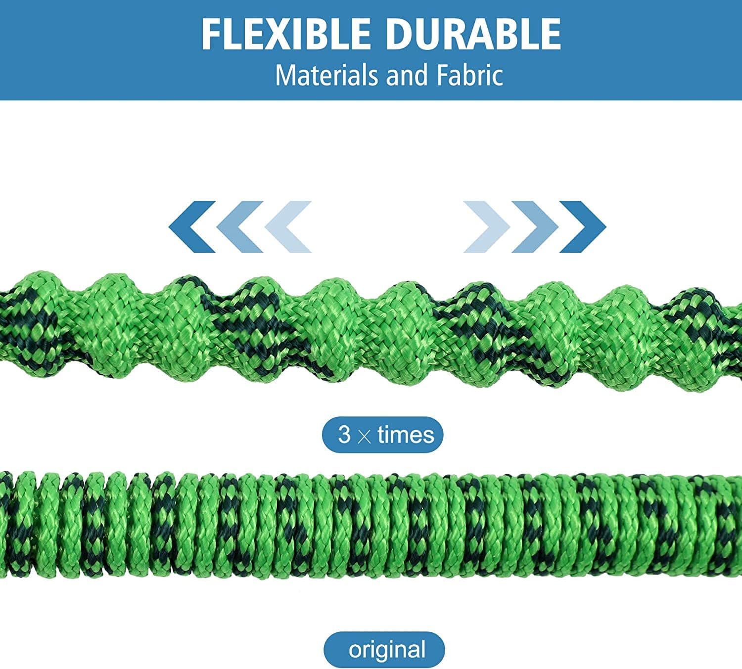 Upgrade Expandable Garden Hose Water Hose with 10-Function High-Pressure Spray Nozzle, Heavy Duty Flexible Hose, 3/4"" Solid Brass Fitting (150ft)