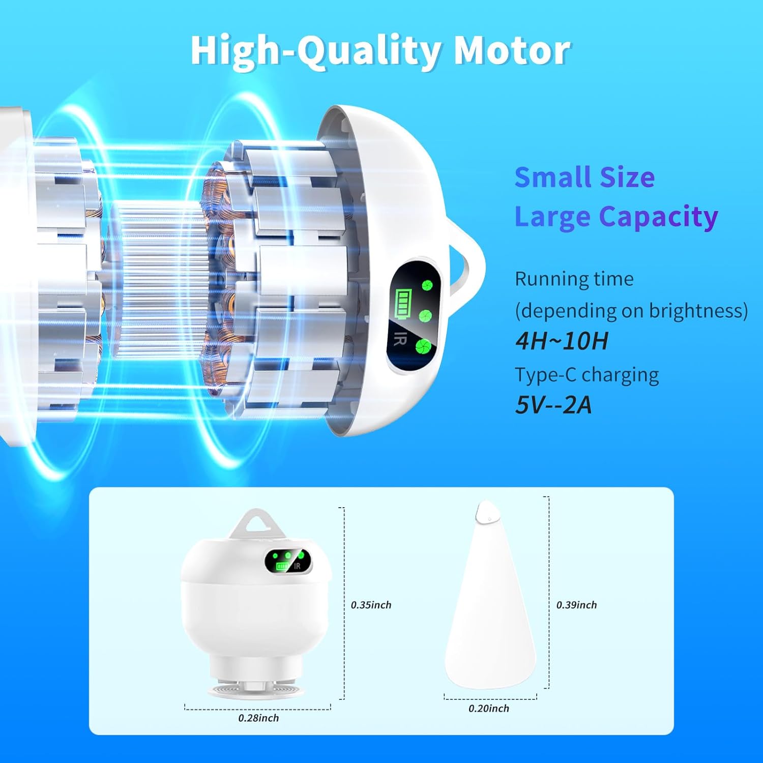 Small Portable Ceiling Fans with Remote Control, Outdoor Mini Tent Fan Rechargeable Camping Fan for Tents, 8000mAh Battery Powered Canopy Fan Light for Gazebo, Umbrella, Patio, RV
