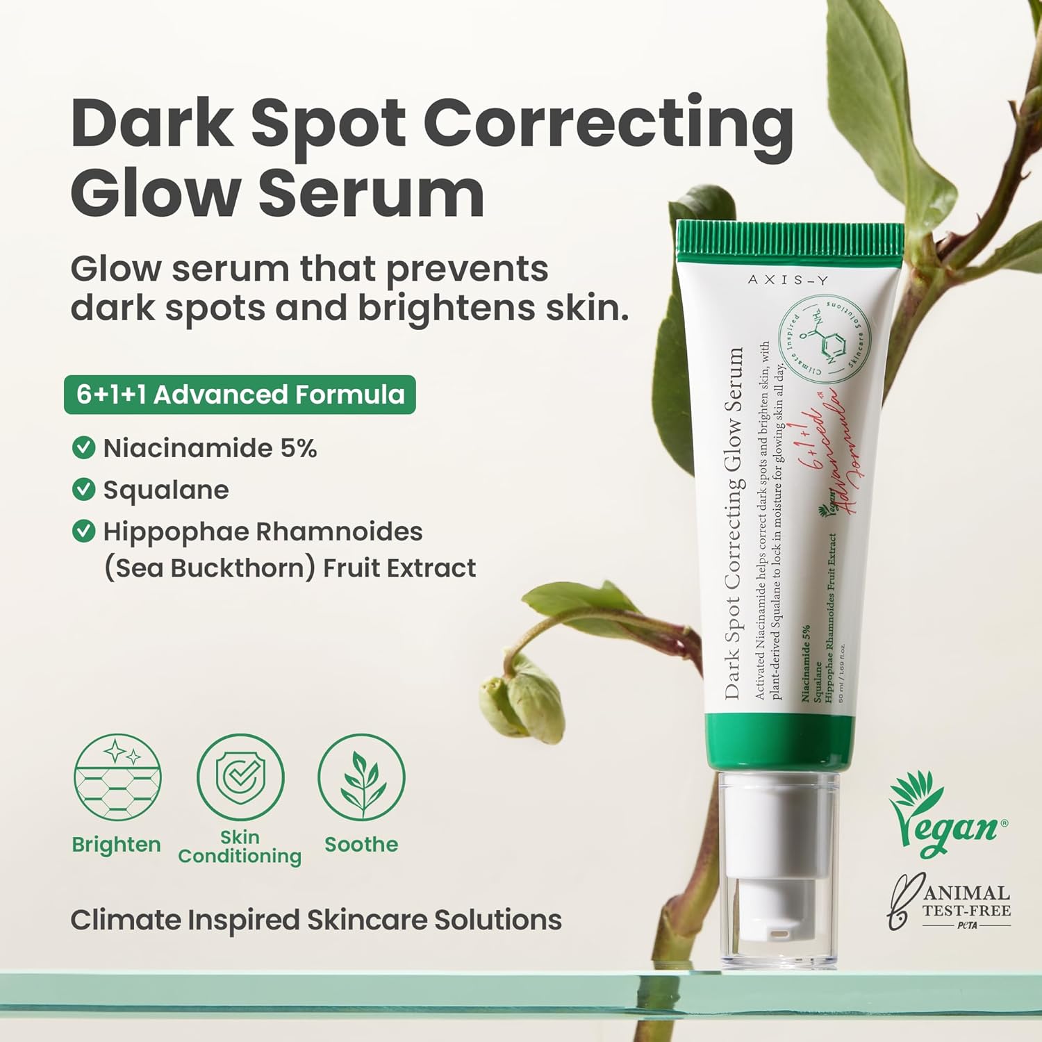 AXIS-Y Dark Spot Correcting Glow Serum - 5% Niacinamide Dark Spot Remover For Face - Vegan Korean Skin Care Niacinamide Serum for All Skin Types - 1.69 fl. oz. 50ml