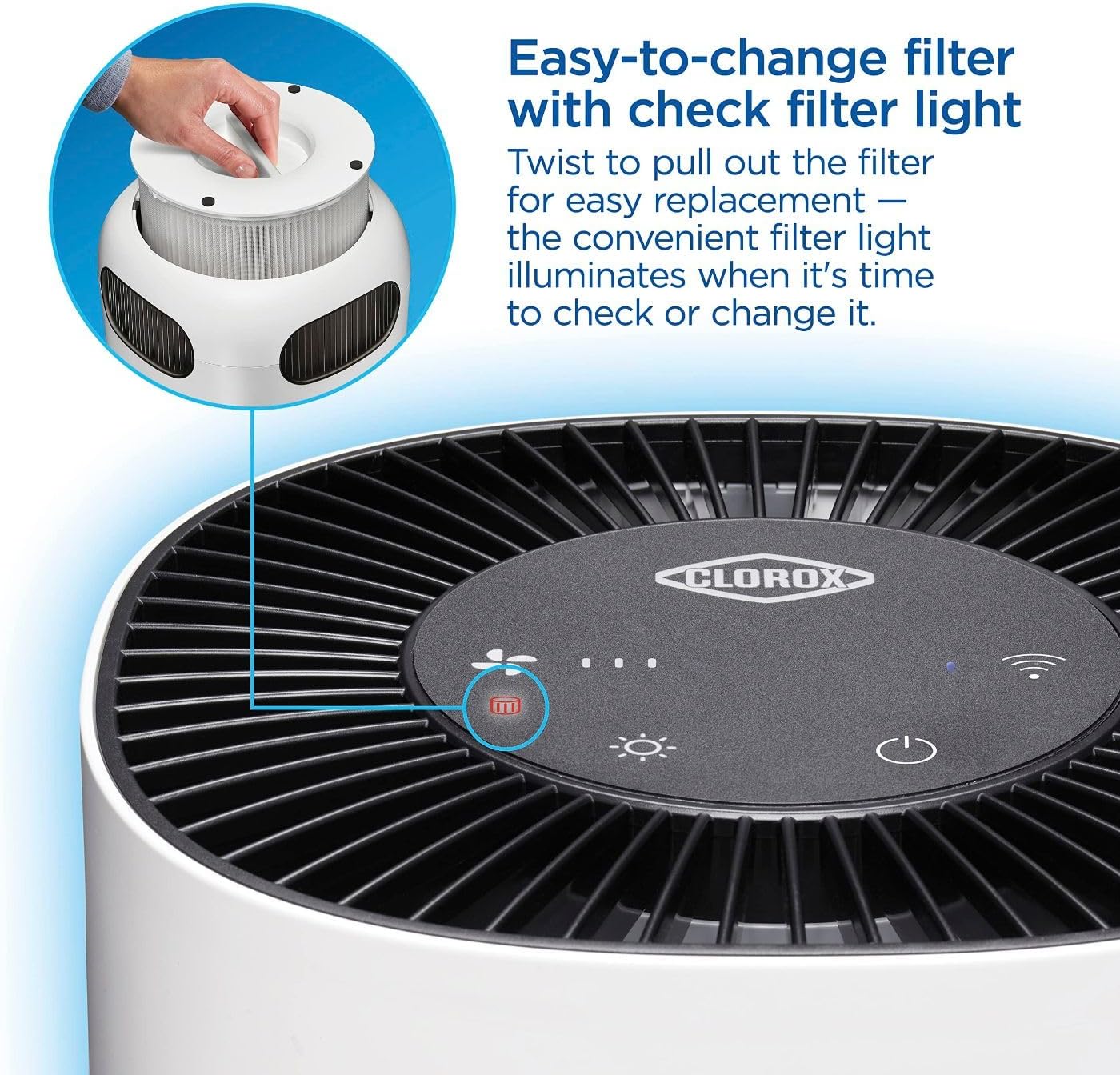 Clorox Smart Air Purifiers, True HEPA Filter, Works with Alexa, Small Rooms up to 200 Sq Ft, Removes 99.9% of Viruses, Wildfire Smoke, Mold, Allergies, Dust, AUTO Mode, Whisper Quiet