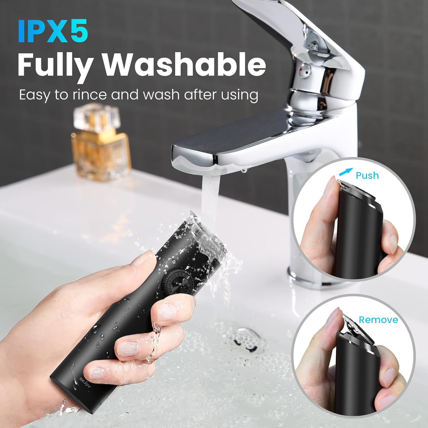 Sejoy Beard Clipper Men Cordless Hair Trimmer Waterproof Moustache Body Nose Ear Shaver Face Trimmer, All in 1 Grooming Kit, USB Rechargeable and LED Display