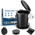 HK Portable Toilet with Toilet Paper Holder and Lid, Retractable Porta Potty for Camping, Foldable Toilet Adjustable Height for Camping, Hiking, Fishing, RV Travel, Road Trips