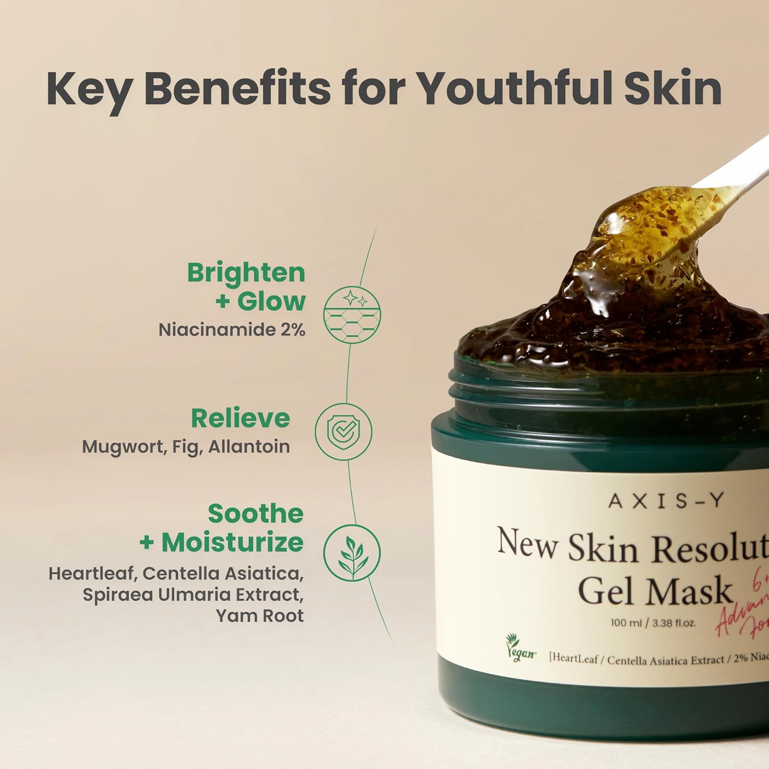 AXIS-Y New Skin Resolution Gel Mask, Hydrating and Soothing Korean Gel Mask, Nourishing and Moisturizing Face Mask, Perfect for Sensitive Skin, 100ml