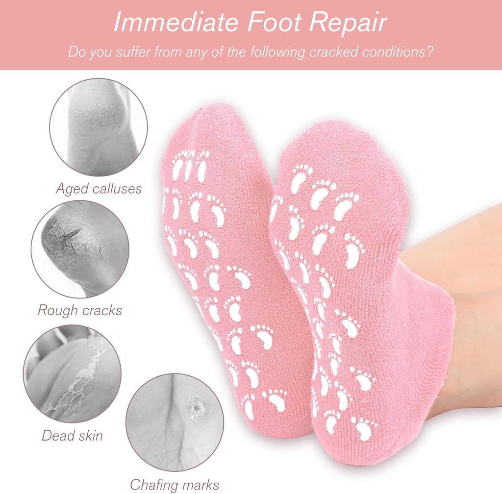 Moisturizing Gel Socks - Soft Gel Lined for Deep Hydration and Repair, Spa Socks to Soften and Revitalize Dry, Cracked Feet, Infused with Essential Oils and Vitamins for Extra Care