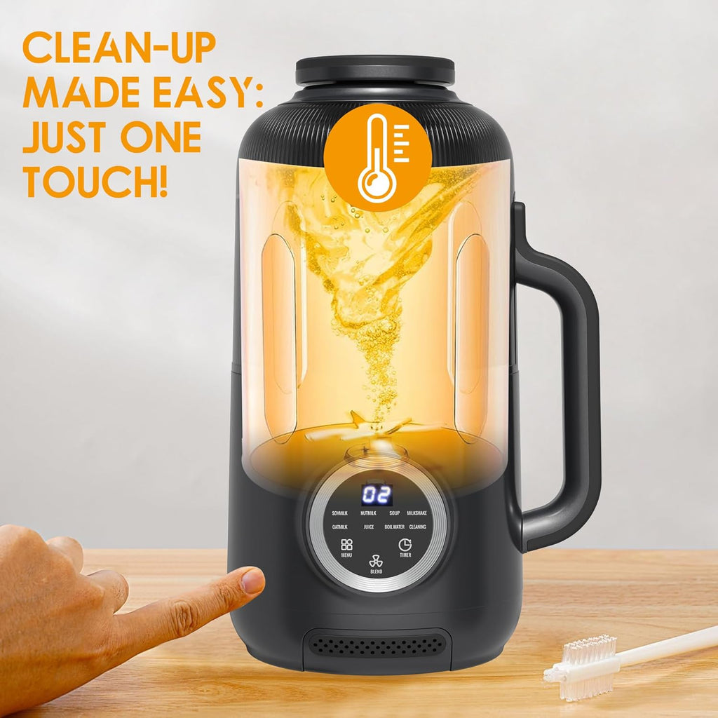10-in-1 Nut Milk Maker, 40oz Almond Milk Machine for Homemade Plant-Based Milk, Oat, Soybean, Coconut milk, Soy Bean Milk Machine with Delay Start/Auto-Clean/Boil Water/Keep Warm, Black