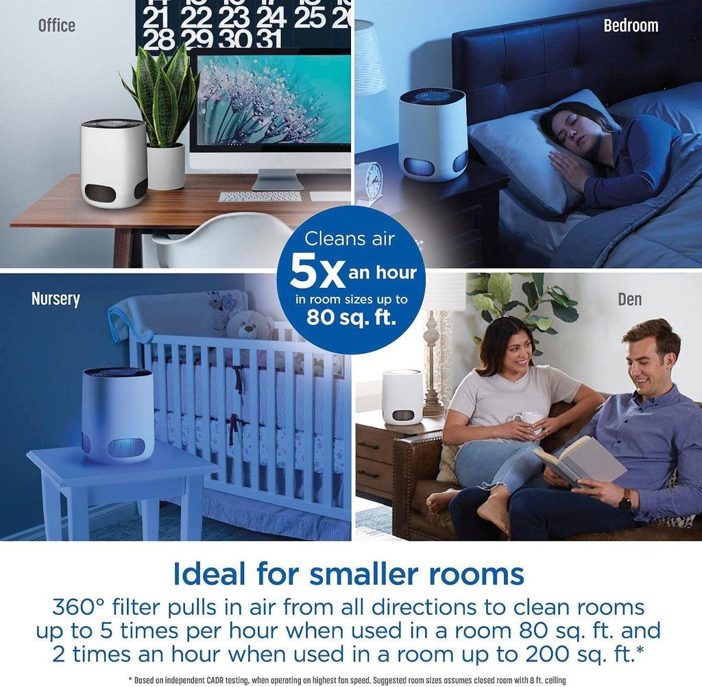 Clorox Smart Air Purifiers, True HEPA Filter, Works with Alexa, Small Rooms up to 200 Sq Ft, Removes 99.9% of Viruses, Wildfire Smoke, Mold, Allergies, Dust, AUTO Mode, Whisper Quiet