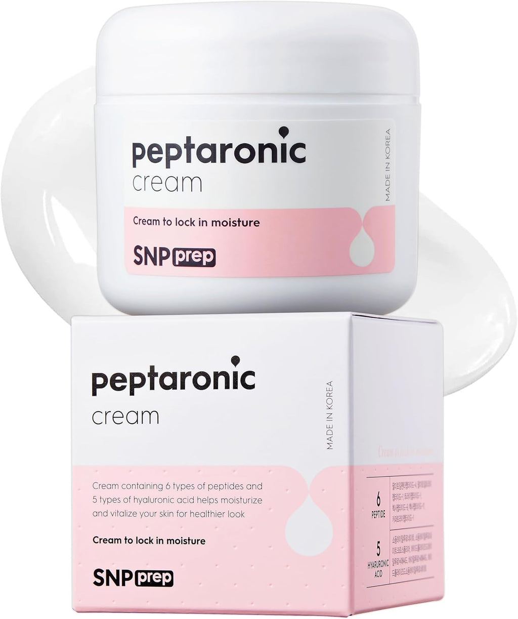 SNP Prep Peptaronic Face Cream - Korean All-in-One Moisturiser with 6 Peptides and 5 Types of Hyaluronic Acid for Intensive Hydration, Elasticity, Light and Nourishing Texture, 55 ml