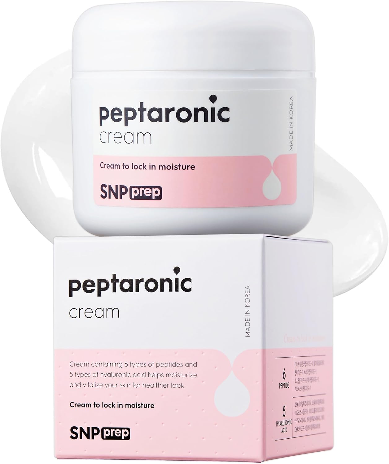 SNP Prep Peptaronic Face Cream - Korean All-in-One Moisturiser with 6 Peptides and 5 Types of Hyaluronic Acid for Intensive Hydration, Elasticity, Light and Nourishing Texture, 55 ml