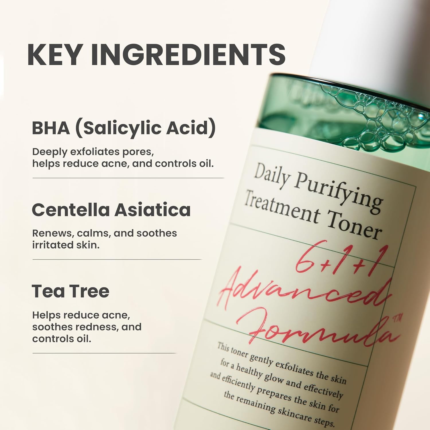 AXIS-Y Daily Purifying Treatment Toner with 0.5% BHA, Centella Asiatica & Heartleaf  Gentle Exfoliating & Soothing Toner for Smooth Texture  Vegan & Cruelty-Free Korean Skin Care  200ml