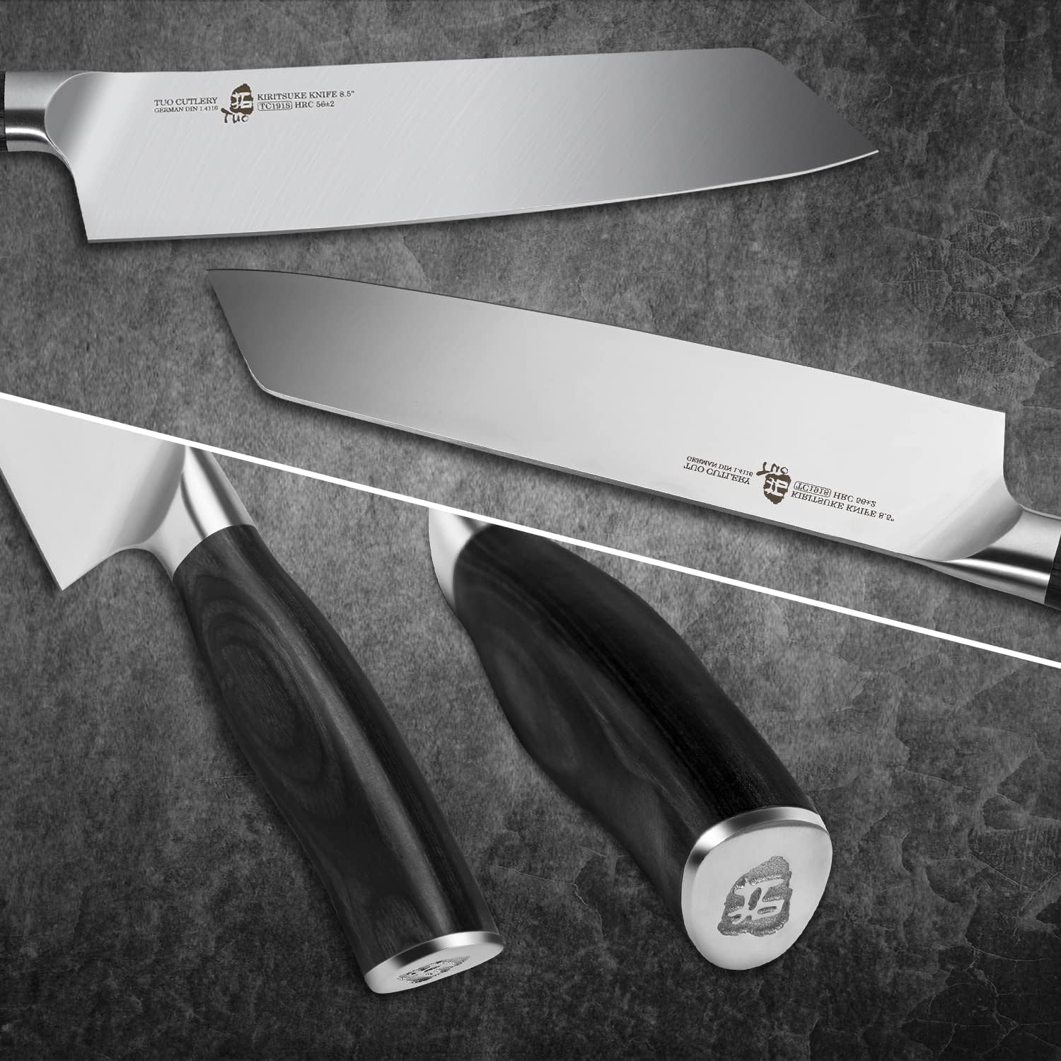 TUO Kiritsuke Knife 8.5 inch Vegetable Cleaver Kitchen Knife Ultra Sharp Knife, German High Carbon Stainless Steel, Ergonomic Pakkawood Handle Gift Box, Fiery Phoenix Series - Black