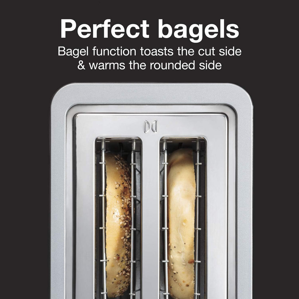 Proctor Silex 2 Slice Extra Wide Slot Toaster with Sure-Toast Technology, Shade Selector & Bagel Setting, Black and Stainless Steel (22302), SILVER