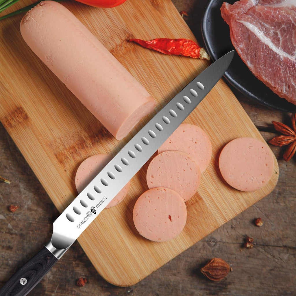 TUO Slicing Carving Knife 12 inch - Slicing Carving Knife for Brisket Turkey Meat German Steel with Full Tang Pakkawood Handle - Falcon Series with Gift Box