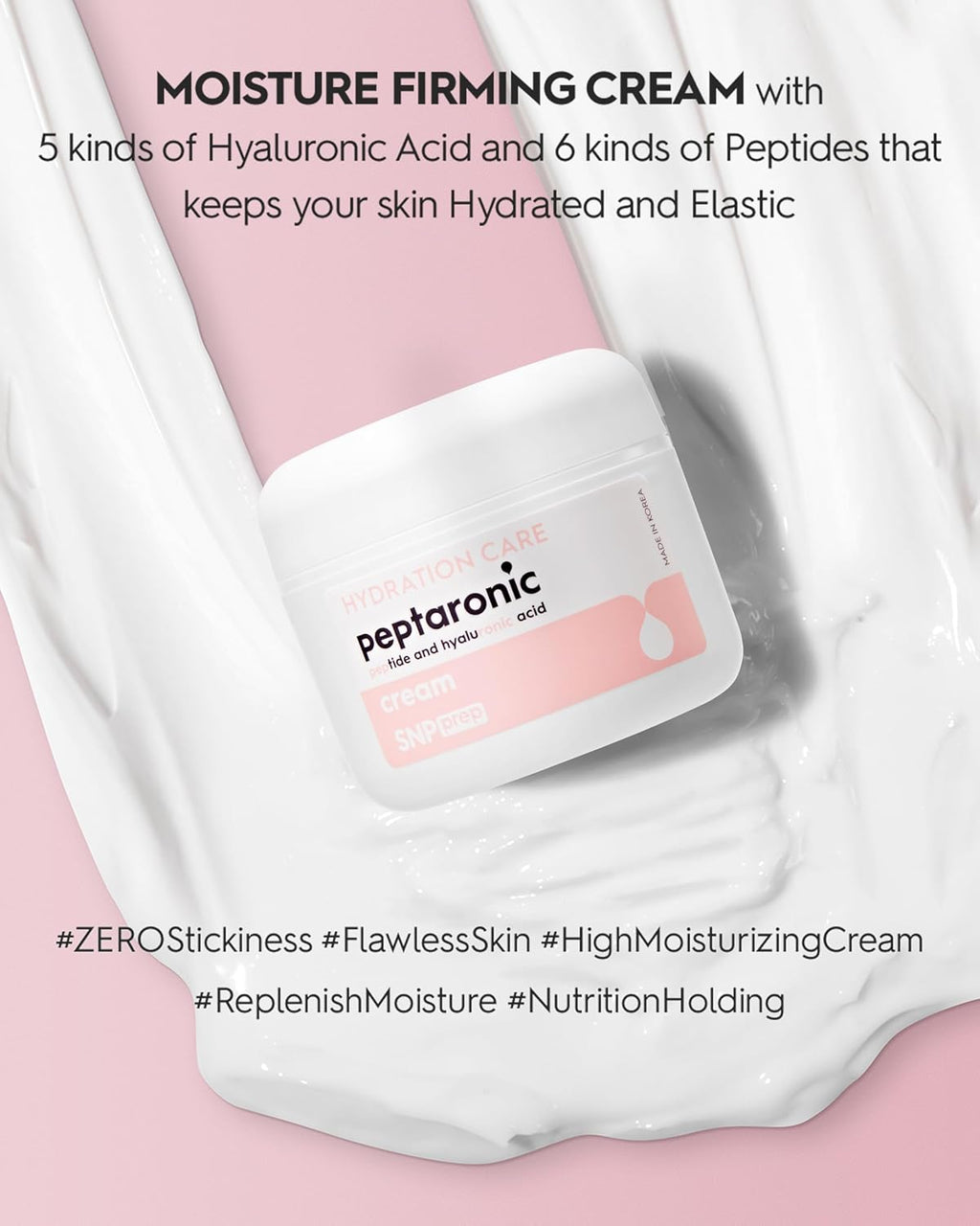 SNP Prep Peptaronic Face Cream - Korean All-in-One Moisturiser with 6 Peptides and 5 Types of Hyaluronic Acid for Intensive Hydration, Elasticity, Light and Nourishing Texture, 55 ml