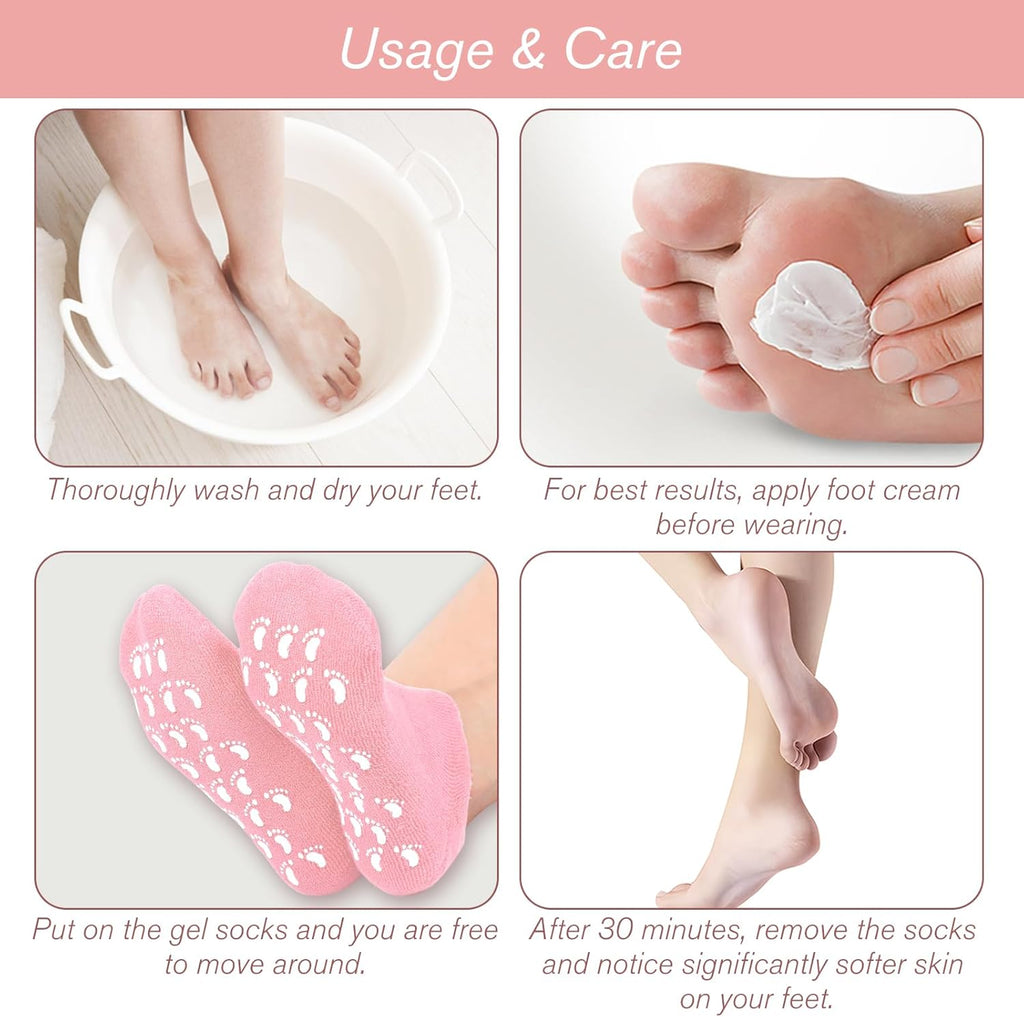 Moisturizing Gel Socks - Soft Gel Lined for Deep Hydration and Repair, Spa Socks to Soften and Revitalize Dry, Cracked Feet, Infused with Essential Oils and Vitamins for Extra Care